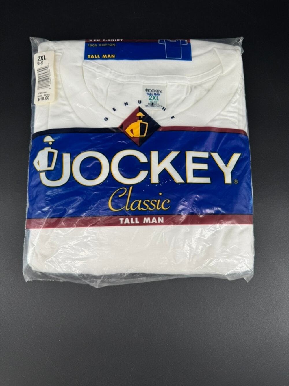 1996 Jockey Classic Tall Man T-Shirts 2XL 50-52 USA Made NOS 2 Pack Cotton